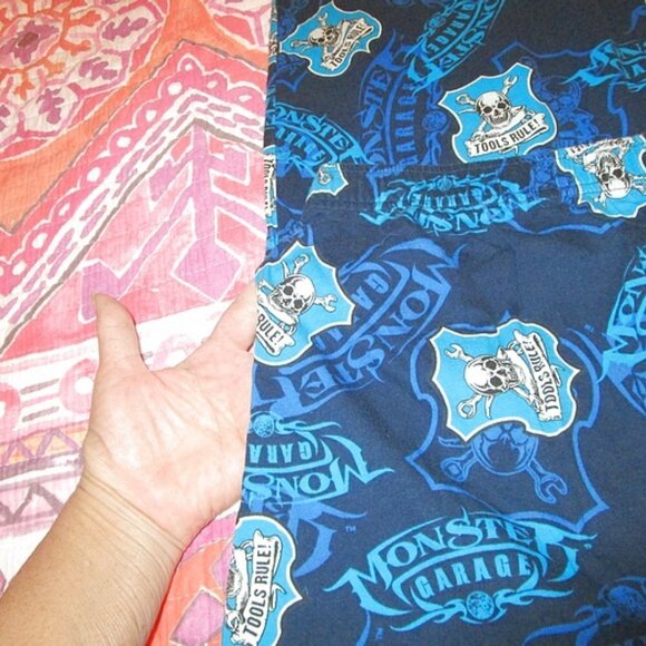 MONSTER Garage SKULLS Lounge Size XL PANTS Pockets FLEECE Pajama FLY Tools Rule - Picture 5 of 9